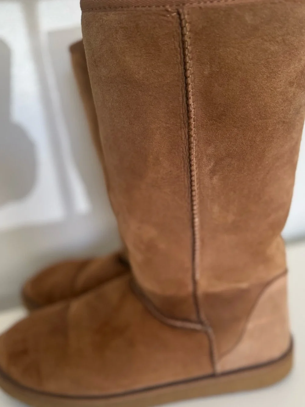 Genuine Sheepskin Tall Winter Boots Chestnut Brown Fur Lined Women’s Size 11